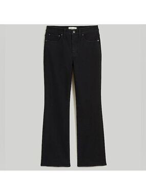 Madewell Women's Mid Rise Kick Out Crop Bootcut Black Denim Jeans 26 Petite